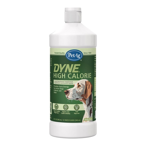 [BRSWEC32OEFAKF33] PetAg Dyne High Calorie Liquid Nutritional Supplement for Dogs & Puppies 8 Weeks and Older - 32 oz - Supports Performance and Endurance - Sweet Vanilla Flavor