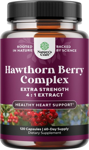 [BRSRMYLQBYMRS23G] Capsule de mare rezistență Hawthorn Berry - Pure antioxidant Hawthorn Berry Supliment cu frunze și flori extract 4:1 pentru inima sanatoasa & Digestion - Suport energetic pentru bărbați și femei - 120 Conte Pack