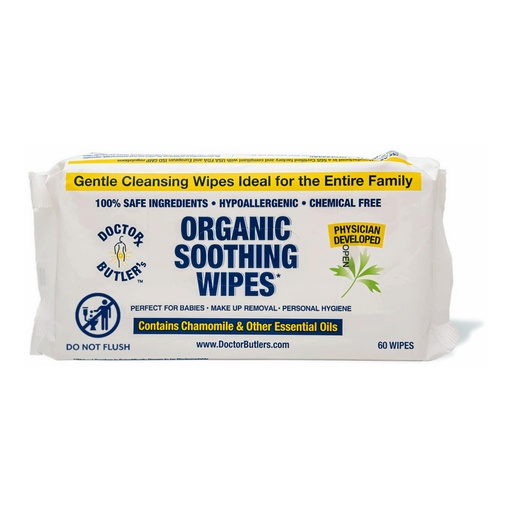 [BRSWGHAECMJWAEL5] Doctor Butler's Soothing All-Purpose Wet Wipes for Sensitive Skin, Made with Organic Bamboo, Face Wipes, and Bathroom Cleanup with Chamomile and Essential Oils* (1 Pack - 60 Count)