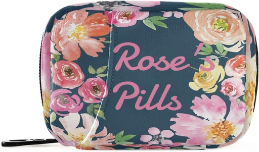 [BRSRMZINO4FGA2A7] Egyedi Pill Box 7 Day Pill táska vízfestékes virág személyre szabott név Travel Pill Organizer Bag Zipper Portable Weekly Case Compact mérete vitamin kiegészítés birtokos