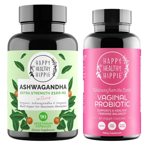 [BRSRAHAYDJ7RYGYV] Happy Healthy Hippie Vaginal Probiotics for Women & Organic Ashwagandha