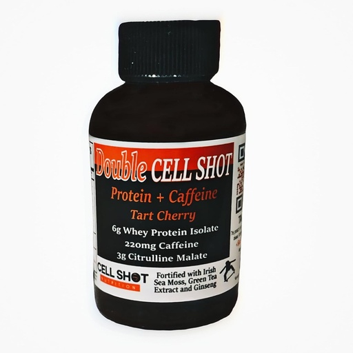 [BRSROHAEOR6RYETV] Tart Cherry Punch - 4 Pack - Protein + Caffeine - Double Cell Shot - BCAAs with Caffeine, Nootropics, Cacao, Sea Moss, Ginseng, Whey - Wake-Up and Focus