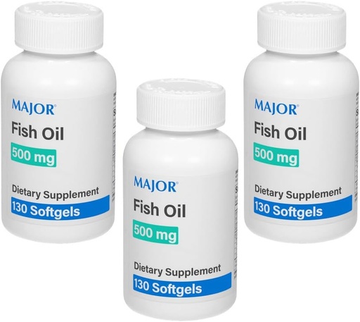 [BRSWIBANCYGRQ2LA] MAJOR Fish Oil 500mg Softgels - Omega-3 Fish Oil Supplement - Dietary Supplement - 130 Count (3 Pack)