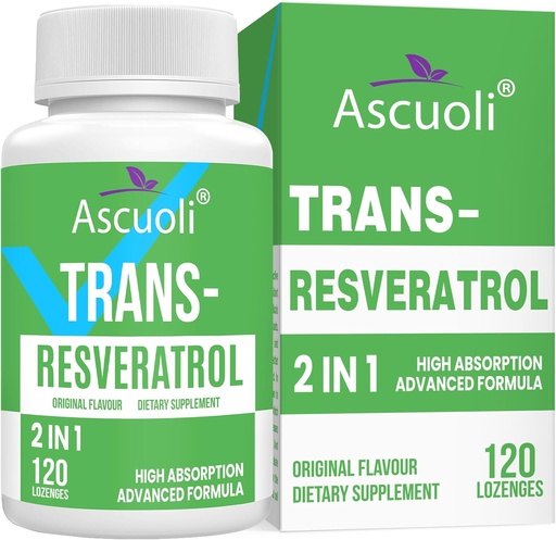 [BRSROYD6BAIRQ2D4] Sublingual Trans-Resveratrol Purity 99%, 3-in-1 Advanced Formula Resveratrol Supplement for Boost NAD+, Immune & Energy Support, Anti-Aging, Skin & Overall Health, 120 Lozenge (120-Day Supply)