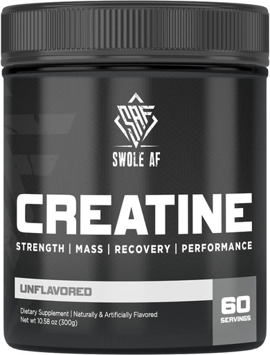 [BRSW2GINC4BBYAYZ] Swole AF | CREATINE Mono | Pre & Post Workout for Muscle Gain Endurance & Recovery | Dietary Supplement to Improve Strength Power Performance & Muscle Growth