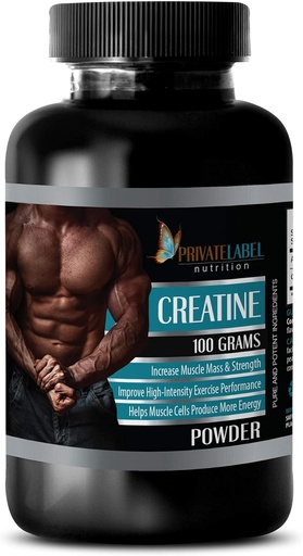 [BRSWGATROACW2ADB] PRIVATE LABEL LLC Muscle Boosting Supplements - CREATINE Powder 100 Grams - creatine monohydrate - 1 Bottle (100G Powder)