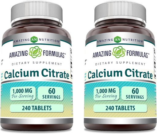 [BRSRAHA3AB7WMETF] Amazing Formulas Calcium Citrate Supplement | 1000 Mg | Tablets | Non-GMO | Gluten Free | Made in USA (2 Pack, 240 Count)