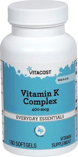 [BRSWIZT7BMCQEF3E] Vitacost Vitamin K Complex with K1 & K2-400 mcg - 180 Softgels