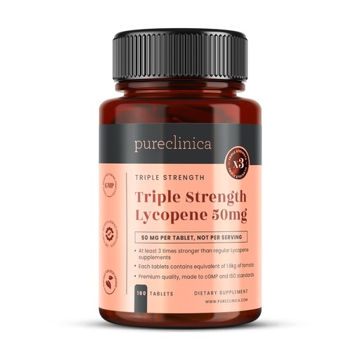 [BRSWIFI4AYBQYAYV] pureclinica Lycopene 50mg x 180 Tablets (6 Months Supply). 300% Strength of Regular Lycopene Tablets