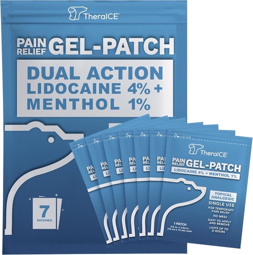 [BRSRMZYEOIOROG3V] Terapia Lidocaine Patches Plus Menthol - Forza máxima Hot & ICY Cold Relief for Back, Neck & Shoulder Pain - 4% Lidocaine + 1% Menthol, Gran Tamaño (7 conta)