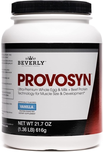 [BRSWIY32BQDB23I3] PROVOSYN. Izvirno Ultra-premijevo celotno jajce, mleko (kasein + sirotka) in goveji proteini v prahu. Fast Muscle Building + Recovery. Popolno za Hard Gainers. Vanilla Flavor, 616 g Zrele uporabnike beljakovin.