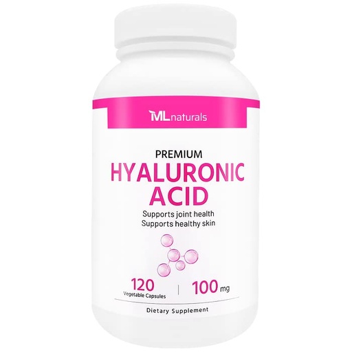 [BRSRMCQ7BUHAGFLJ] ML Naturals Hyaluronic Acid 100mg (Per Serving) – 120 Vegetable Capsules – Non-GMO – Supports Skin & Joint Health