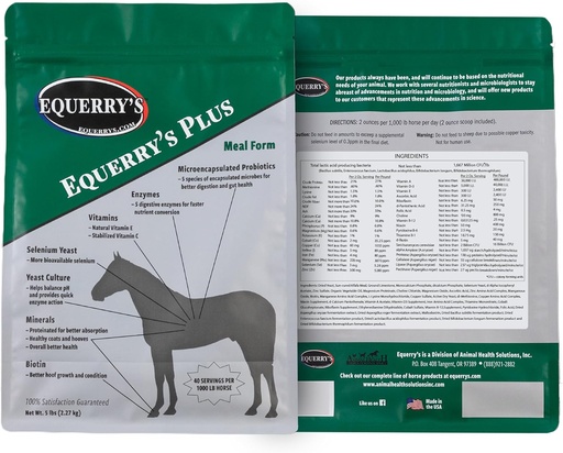 [BRSWICQQAF6ROCDG] Equerry's Plus Horse Supplement - Enhanced Support with Probiotics for Digestion, Vitamins, and Minerals - Made in USA - 5 lb