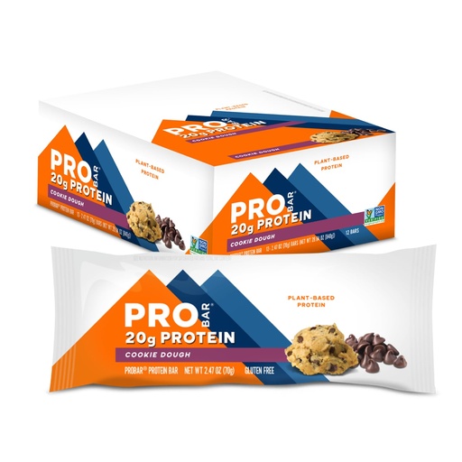 [BRSWIEDQOQEGAGQ7] PROBAR - PROTEIN Bar, Cookie Dough, Non-GMO, Gluten-Free, Healthy, Plant-Based, Whole-Food Ingredients, Natural Energy (12 Count)