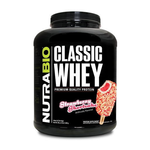 [BRSWGBANAF4GMETA] NutraBio Classic Whey Protein Powder - No Fillers, Artificial Colors, Preservatives - Low Glycemic Index - Strawberry Shortcake, 5 Pounds