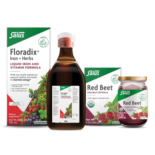 [BRSRAHA7OV6BGD3X] Floradix Iron & Herbs (23.7 oz) & Salus Red Beet Crystals (7 oz) - Iron Supplement for Healthy Energy Support* & Organic Nutritional Beet Root Drink Mix