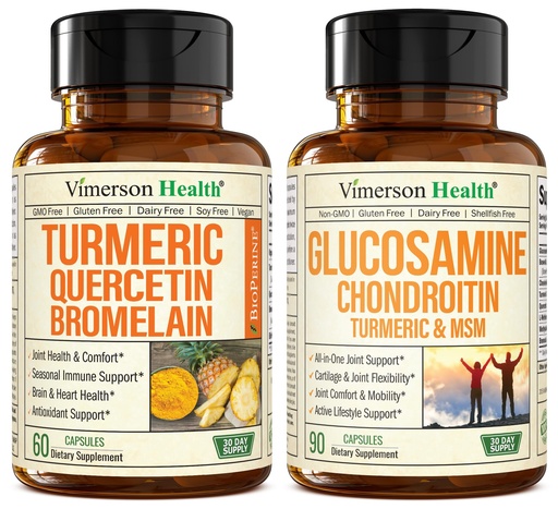 [BRSW2233CJ6RQDL2] Quercetin with Bromelain and Turmeric Curcumin & Glucosamine Chondroitin MSM and Turmeric Joint Support Supplement