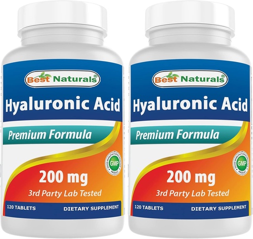 [BRSW2AY3AF6A2FYV] Best Naturals Hyaluronic Acid 200 mg 120 Tablets (Non-GMO, Gluten Free) - Promotes Youthful Healthy Skin & Healthy Joint Function (120 Count (Pack of 2))