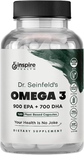 [BRSWGCYBAQBBEE3L] The Very Best Vegan Omega 3 Supplement - 120 Capsules - Algae Omega 3 Vegetarian Supplement - Plant Based Fish Oil Alternative - EPA DHA Supplement - Made in The USA - Heart Stress Relief Dr. Seinfeld