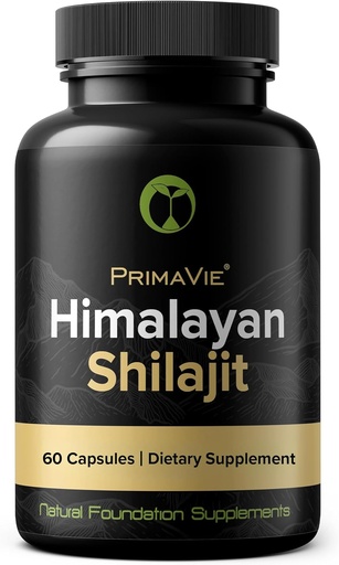 [BRSRAYL2AUJRAAY7] Shilajit Capsules High Strength Purified Primavie Shilajit Harvested bei 10.000 Feet aus dem Himalaya-Gebirge Reich an Fulvic Acid & Trace Minerals 3. Partei Tested 100% Natural Made in USA (60)