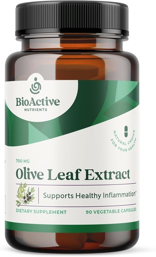 [BRSWIYYPCR5GAHLA] BIOACTIVE NUTRIENTS Olive Leaf Extract Supplement - 700mg - 180 Vegetable Capsules - 20% Oleuropein Concentrate - Supports Overall Health