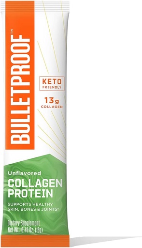 [BRSWGHDYBBYWAHLB] Unflavored Collagen Protein Powder GoPack, 12g Protein, 1 Pack, Bulletproof Grass Fed Collagen Peptides and Amino Acids for Healthy Skin, Bones and Joints
