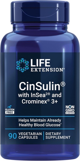 [BRSWIZQKCUMQGDLO] Life Extension CinSulin® ilə InSea2® və Crominex ® 3+, shilajit, amla Fruit, Cinnamon, Brown Seaweed, Dövlət Metabolizma və Satiety, Gluten-Free, Non-GMO, Vegetarian, 90 Kapsüls