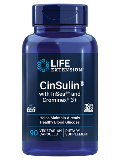 [BRSWIZQKCUMQGDLO] Life Extension CinSulin® with InSea2® and Crominex® 3+, shilajit, amla fruit, cinnamon, brown seaweed, supports healthy metabolism and satiety, gluten-free, non-GMO, vegetarian, 90 capsules