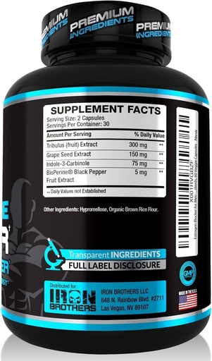 [BRSWGAI3OV7WADTG] Booster de Prueba para Hombres con Bloqueador de Estrógeno - Suplemento Dietario Anti-Estrógeno - Inhibidor de Aromatasa Natural - Aumentar Libido & Strength 60 Capsules - Crecimiento muscular - Pérdida de Peso (2 Botellas)