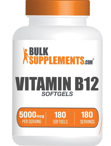 [BRSROFQPO4PAEFLJ] BulkSupplements.com Vitamin B12 5000 mcg Softgels - Cyanocobalamin, Vitamin B Supplements, B12 Vitamins Pills - Gluten Free, 1 Vitamin B12 Softgel per Serving, 180-Day Supply, 180 Softgels