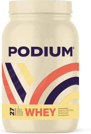 [BRSW22YBBEPREA34] Podium Nutrition, Whey Protein Powder, Maple Butter Pancake, 27 Servings, 25g of Whey Protein Per Serving, Gluten Free, Soy Free