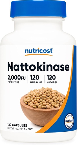 [BRSW2HQ3B4CRGGTX] Nutricost Nattokinase 2,000FU, 120 Capsules - Gluten Free, Non-GMO, Vegetarian Friendly Friendly
