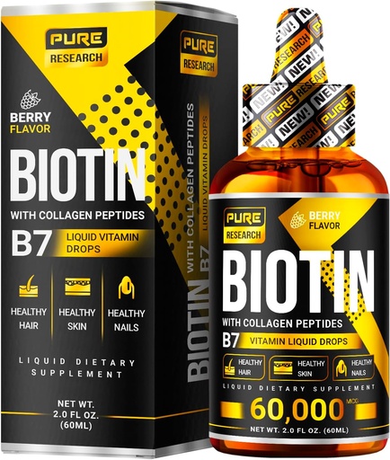 [BRSWGFADCJ5GMG3K] Liquid Biotin & Collagen Growth Hair Drops 600,000 mcg - Biotin and Liquid Collagen Suplemen untuk Pria & Women - Glowing Skin Dukung, Rambut sehat & Nail Growth - 2oz