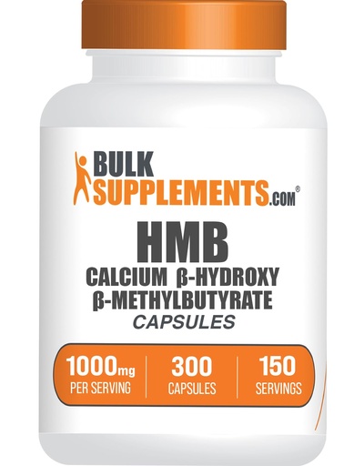 [BRSRMHQQOEARGEQ2] BulkSupplements.com HMB Capsules - as Calcium HMB Supplement, Beta-Hydroxy Beta-Methylbutyrate - Gluten Free, 2 Capsules per Serving (1000mg), 300 Count (Pack of 1)