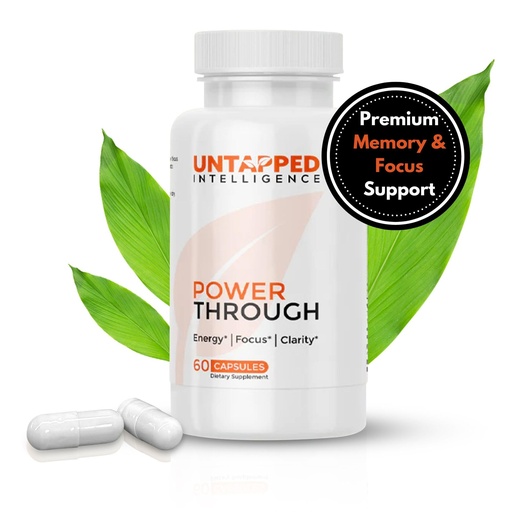 [BRSROAYTOUDWEHI3] Power Through - Nootropic Brain Supplement for Memory and Focus with L-Theanine, Bacopa Monnieri, Rhodiola Rosea, B12, Energy Pills, Mood Support & Best Brain Supplement for Memory Focus