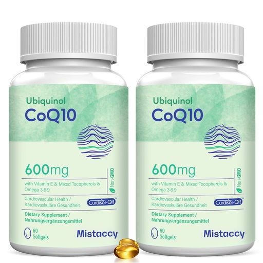 [BRSRMYIECEIBSYA3] CoQ10 600mg Softgels | High Absorption CoQ10 Ubiquinol Supplement | Reduced Form Enhanced with Vitamin E & Omega 3 6 9 | Antioxidant Powerhouse Good for Health | 120 Softgels