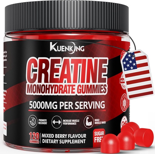 [BRSRAGIRBAFBQELG] Creatine Monohydrate Gummies for Men & Women, Sugar Free Vegan Creatine Gummies 5g for Muscle Strength, Energy Boost, Pre Workout Supplements, Boost Focus & Endurance（120 Count）- Mixed Berry