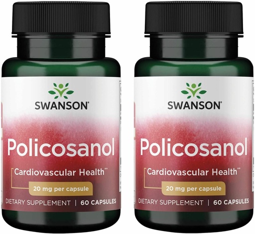 [BRSWGFD3CMFQGDLD] Swanson Policosanol - תוספת עזרה תמיכה בריאות Cardiovascular - All Natural Formula Aids Good Heart Health & Function - מסייע לשמור על רמות כולסטרול בריאות (60 קפסולות, 20 מ"ג כל אחד) 2 Pack