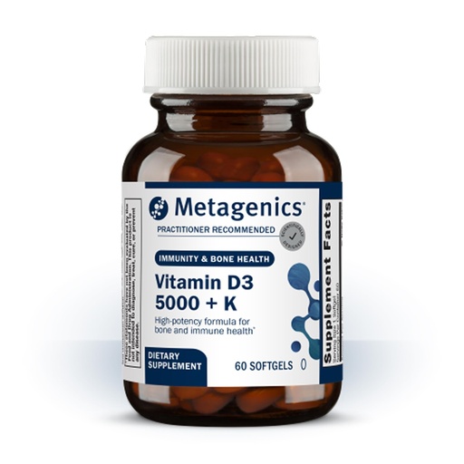[BRSWGA34PJYAEFDZ] Metagenics Vitamin D3 and Vitamin K2 5,000 IU with MK-7- Vitamin D3 with K2 for Immune Support, Bone & Heart Health-Non-GMO, Gluten-Free-60 Softgels
