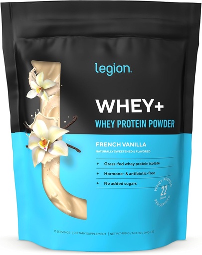 [BRSRAAI6CIMA2DLF] LEGION Whey+ Protein Whey Isolate from Grass Fed Cows - Whey Protein Isolate Powder Low Calorie, Non-GMO, Sugar Free, Lactose and Gluten Free, All Natural Protein Powder for Men & Women (15 Servings)