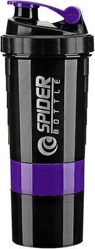 [BRSRAFIPAANBMHTU] 5 În 1 flacon Shaker Proteine - Professional Series Shaker Sticla pentru Shakes Proteine si Pre Antrenament Gym Sticla,Cu Powder Storage,Pill Tray, Mixing Ball,Shakes Cup (purple)