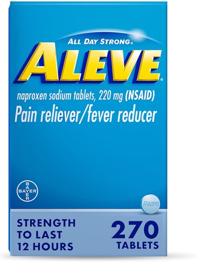 [BRSW2ZA2CAPWGDQ2] Aleve Pain Reliever & Fever Редуктори Таблетки, Naproxen Sodium, Headache, Back and Body Pain Relief Медицина, 270 Count