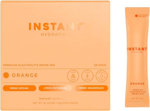 [BRSRAFQECMBBQ3TZ] Instant Hydration Electrolytes Powder Packets - Citrus Orange Drink Mix - Zero Sugar - Keto, Vegan, Gluten- Free, Non- GMO - Boost Recovery, Brain Health, Muscle & Tissue Support - 30 sticks