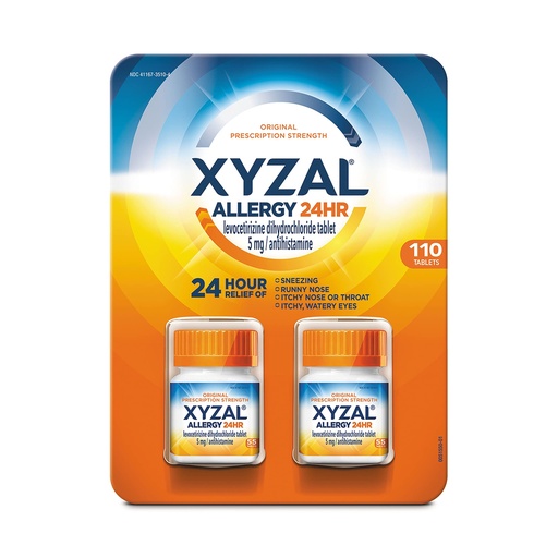 [BRSWGEL4CQARY3TB] Xyzal Allergy Pills, 24-Hour Allergy Relief, Original Prescription Strength,55 Count (Pack of 2)