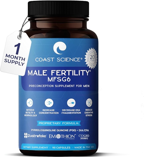 [BRSWECQLBUGQGDLG] Nam giới Fertity Phụ tá MFSg6 - CoQ10, Ashwaganda, PQ - SQ - Sperm GM Bá tước và Semen Booster Fertity Phụ thêm cho nam giới - Bao gồm các vitamin tiền sản và PQ - 90 Capsules