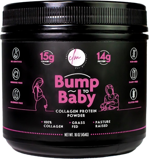[BRSROEL7CR6B4YDF] Pregnancy, Postnatal & Postpartum Protein Powder for Women, Grassfed Collagen, Non-GMO, Dairy-Free, Gluten-Free, 16 Oz