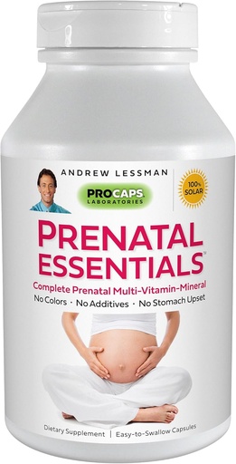 [BRSWECQQBUMGEFY4] ANDREW LESSMAN Essentials prénatals 180 Capsules - Vitamines prénatales complètes pour les femmes, Pas d'additifs Multivitamines prénatales, Nutriments pour les femmes Prénatales, Postnatales-Méthylfolate Prénatales avec Fer