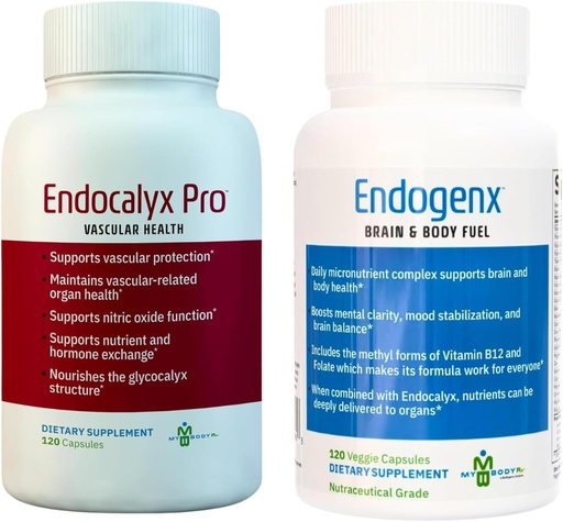 [BRSRAFIFBUIQY3DD] Endocalyx Pro & Endogenx Health Essentials Combo: Protection vasculaire avancée, soutien à l'oxyde nitrique et complément complet multivitamine Cerveau et corps - 240 capsules