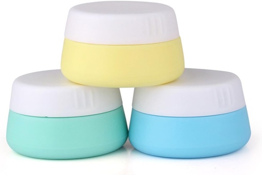 [BRSRO2YZBEBQ4F3O] EZY DOSE Silicone Jar, Multi-Purpose Travel-sized Container, Washable and Reuseable, Versatile and Durable Container for Storage, Jewelry Holder Organizer, Blue, Yellow, and Green, BPA Free, 3-Pack