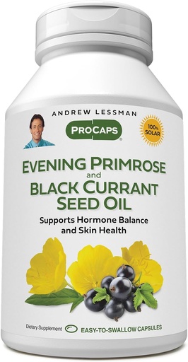 [BRSWI2QGBZ5QE3TK] ANDREW LESSMAN Evening Primrose and Black Currant Seed Oil 60 Softgels - Soothes Physical Discomfort and Mood Swings Due to Menstrual Cycle, with Gamma-Linolenic, Omega-6 Fatty Acids, No Additives